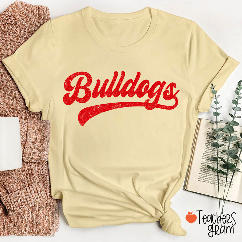 Personalized Mascot Washed And Distressed Print Teacher T-Shirt