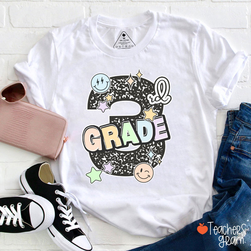 Personalized Grade Smiley Star Teacher T-Shirt