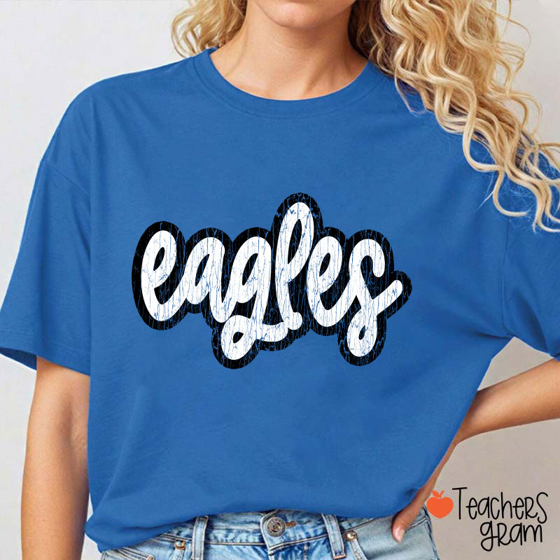 Personalized Mascot Washed And Distressed Print Teacher T-Shirt