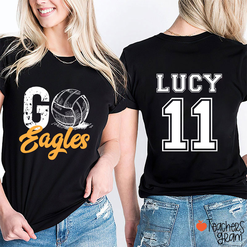 Personalized Mascot And Sport Go Game Day Teacher Two Sided T-Shirt