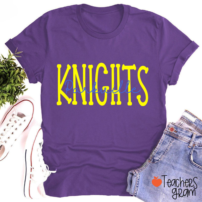 Personalized Mascot School Spirit Simple Contrasting Color Design Teacher T-Shirt
