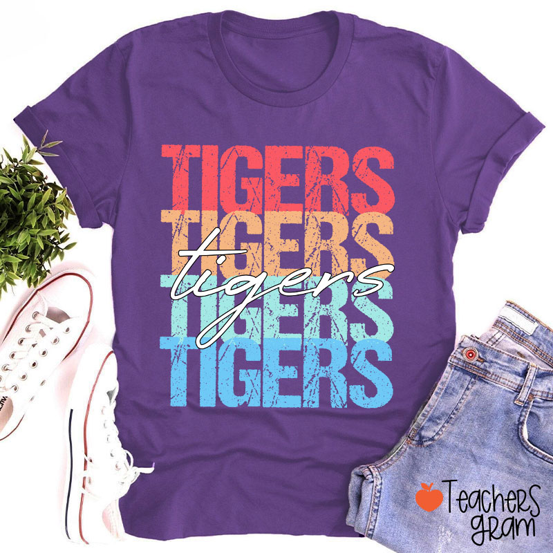 Personalized Mascot Retro Distressed School Spirit Teacher T-Shirt