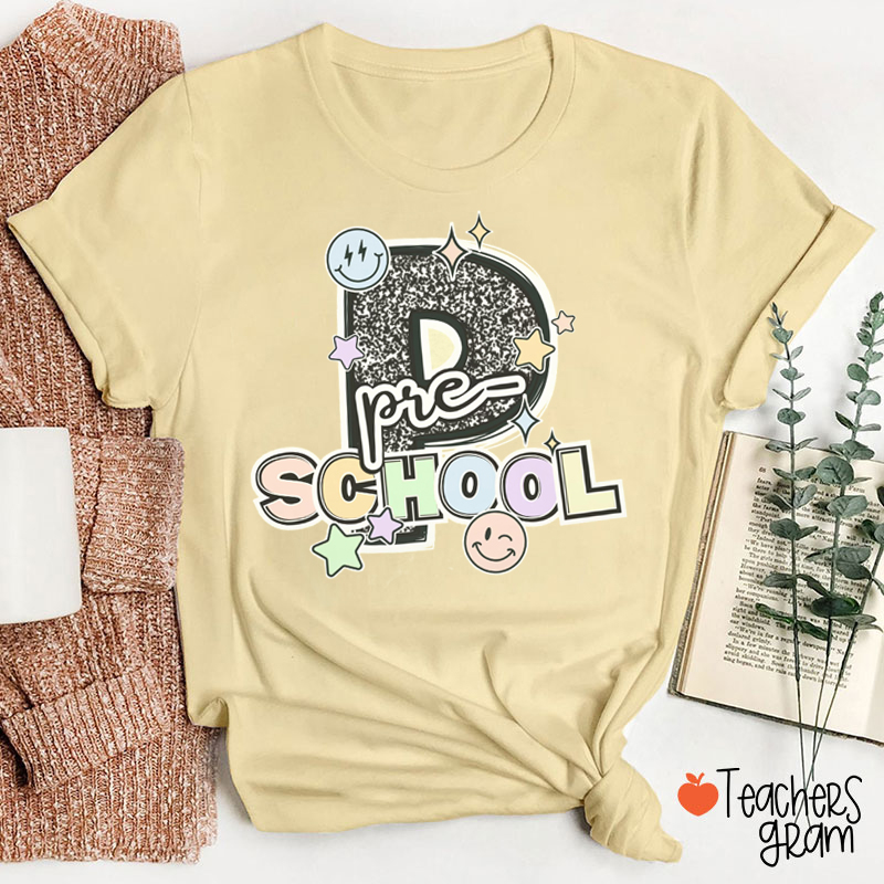 Personalized Grade Smiley Star Teacher T-Shirt