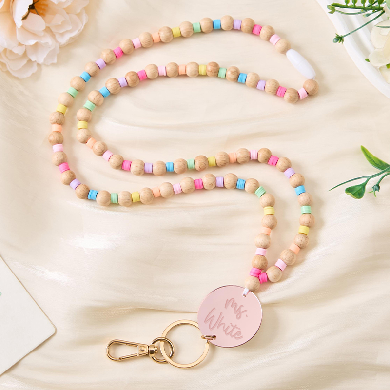Personalized Colorful Bead Lanyard