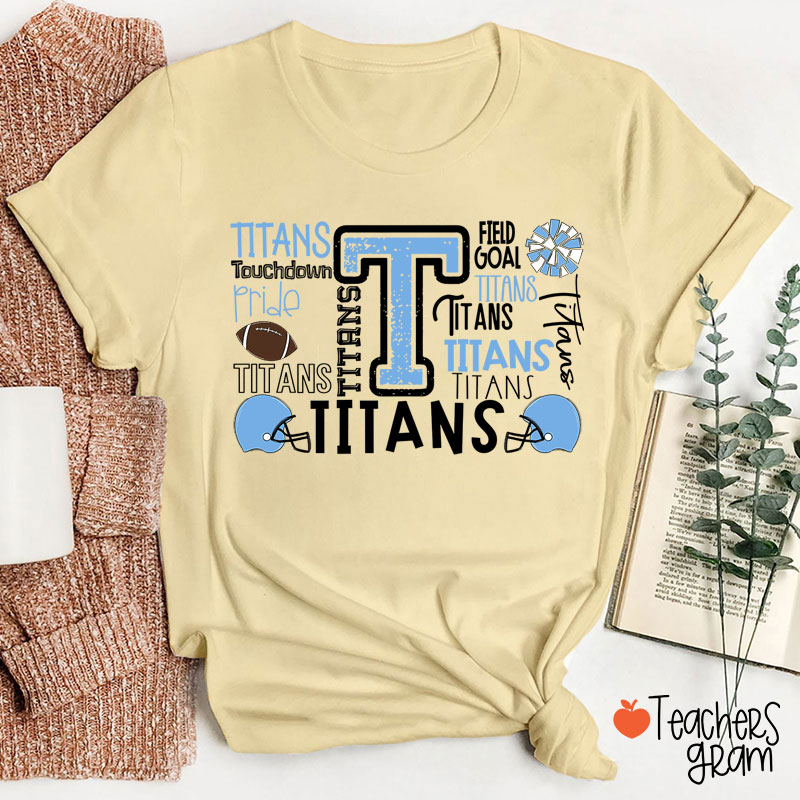 Personalized Mascot Football Pride Defense Field Goal Teacher T-Shirt