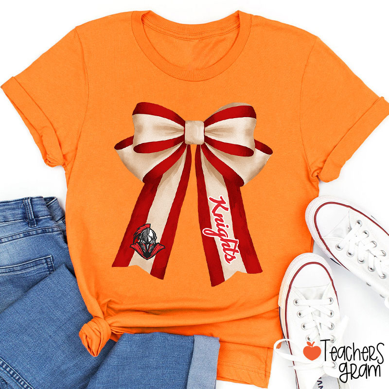Personalized Mascot Coquette Bow Teacher T-Shirt