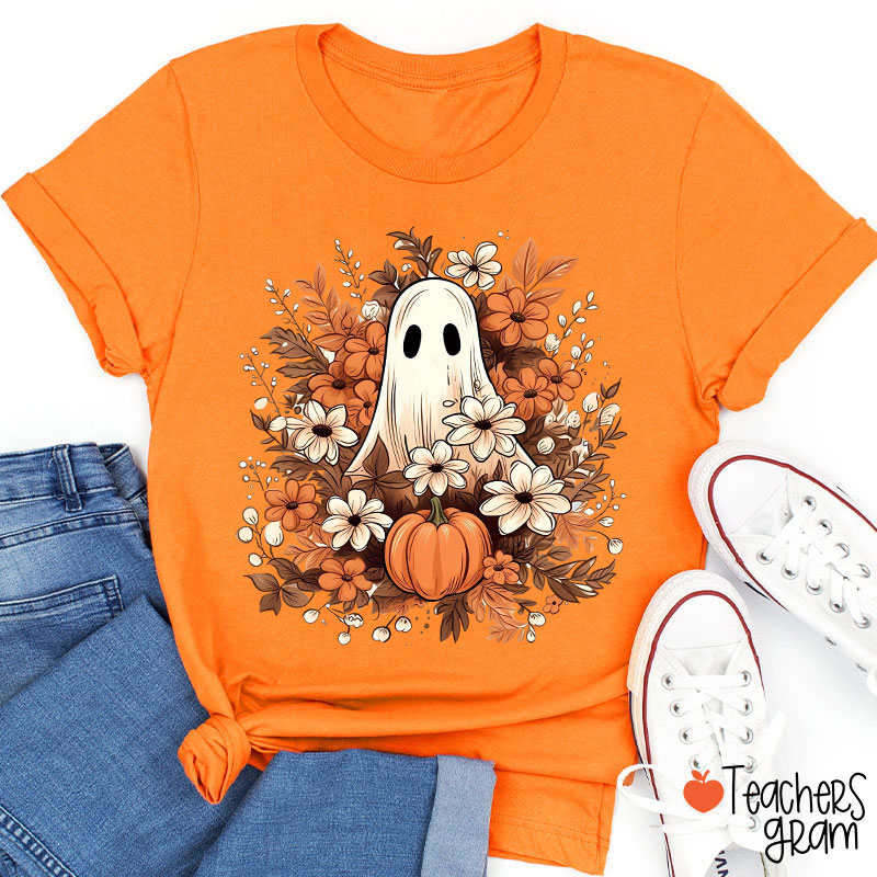 Fall Ghost Halloween Teacher T-Shirt Sale-Teachersgram