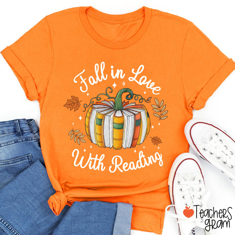Fall In Love With Reading Autumn Teacher T-Shirt