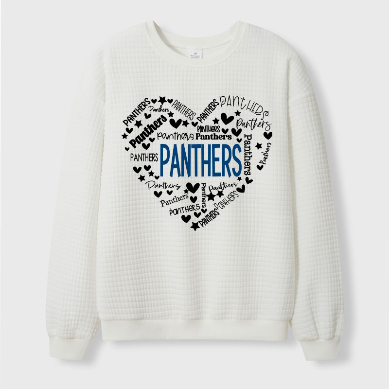 Personalized Mascot Heart Teacher Waffle Knit Sweatshirt