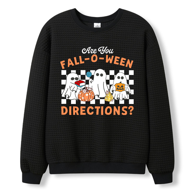 Fall-O-Ween Directions Teacher Waffle Knit Sweatshirt