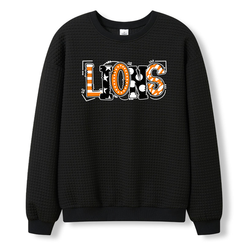 Personalized Mascot Cute Fonts Game Day Teacher Waffle Knit Sweatshirt