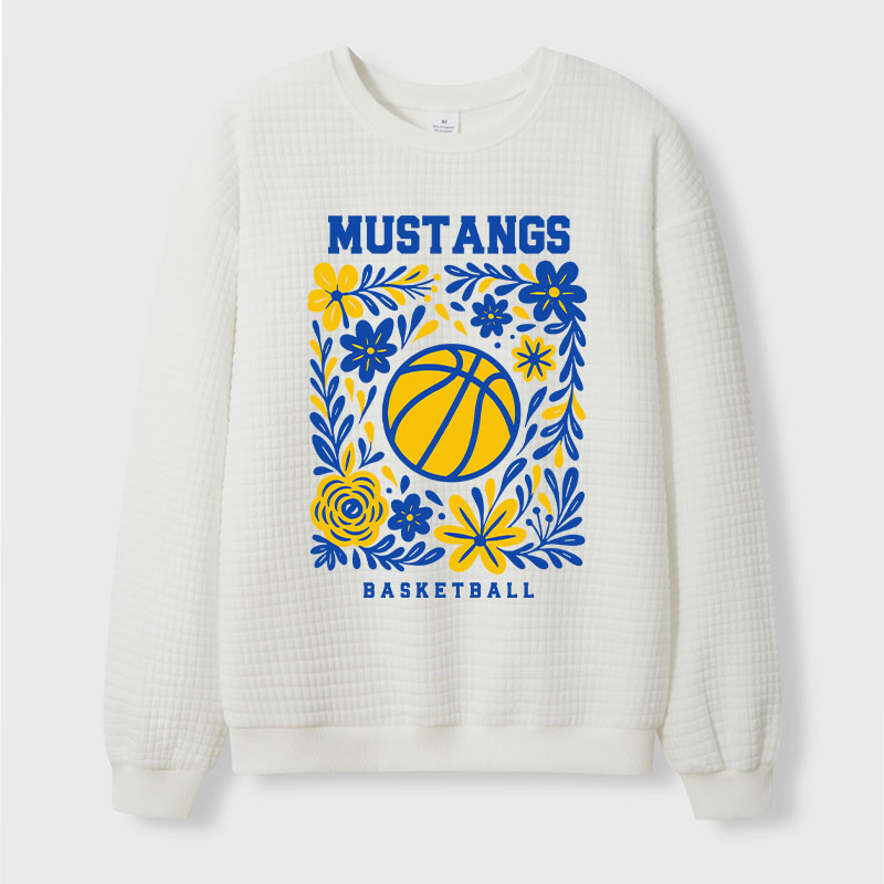 Personalized Mascot And Sport Flowers Teacher Waffle Knit Sweatshirt