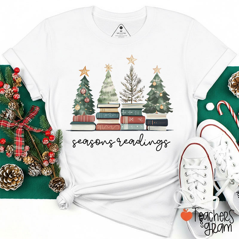 Bookish Christmas Seasons Readings Teacher T-Shirt