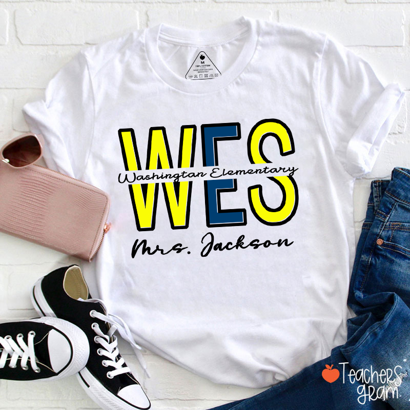 Personalized School Name Abbreviation School Color Teacher T-Shirt Sale-Teachersgram