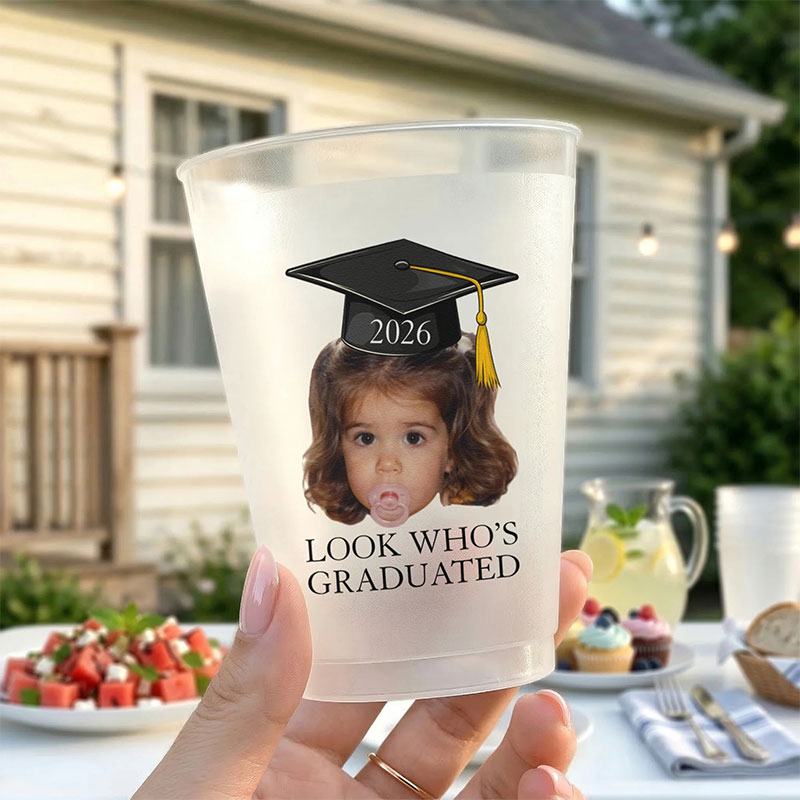 Personalized Photo Look Who's Graduated Teacher Plastic Cup