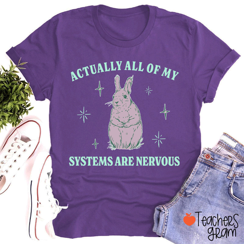 Actually All Of My Systems Are Nervous Teacher T-Shirt