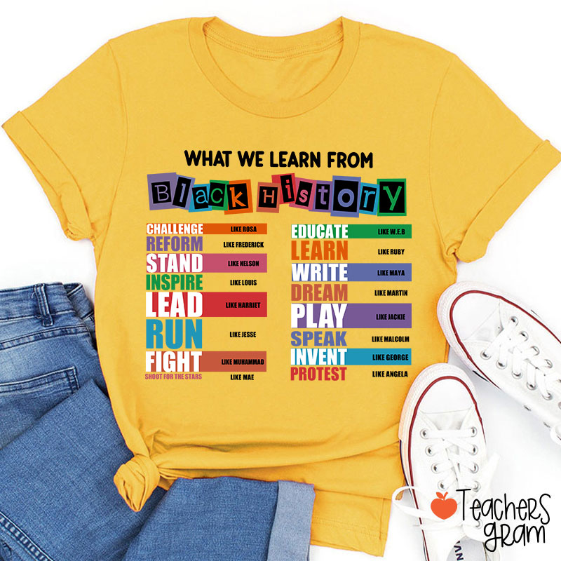 What We Learn From Black History Teacher T-Shirt