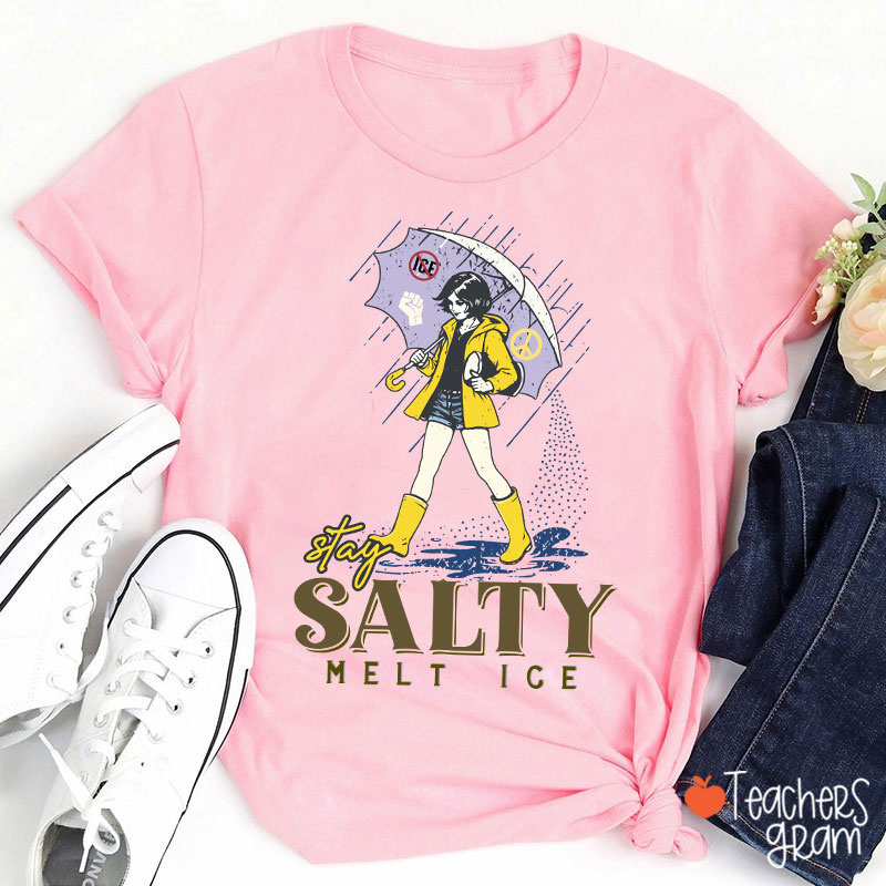 Subtle Anti Ice Stay Salty Protest Teacher T-Shirt