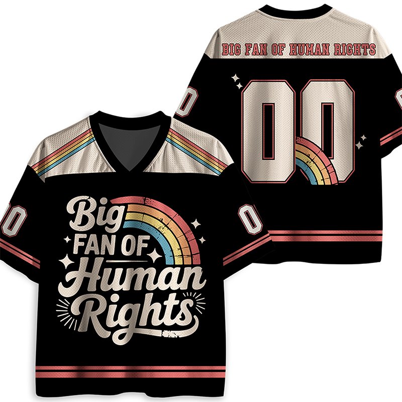 Personalized Big Fan Of Human Rights Rainbow Teacher Mesh Jersey
