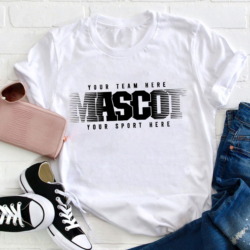 Personalized Mascot Team And Sport Gradient Letter Design Teacher T-Shirt