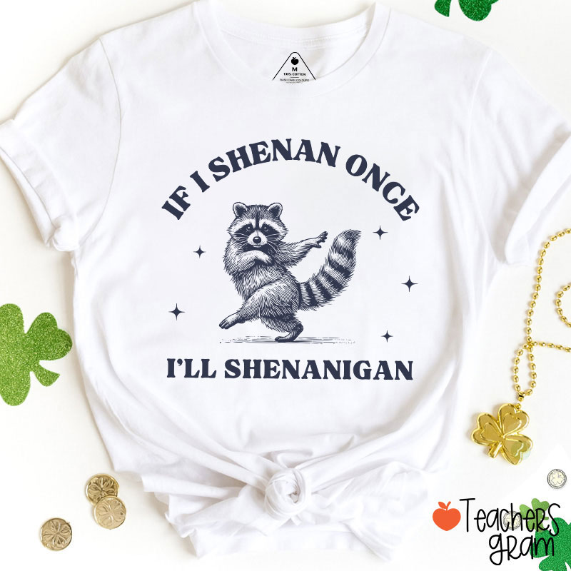 If I Shenan Once I'll Shenanigan Raccoon Teacher T-Shirt