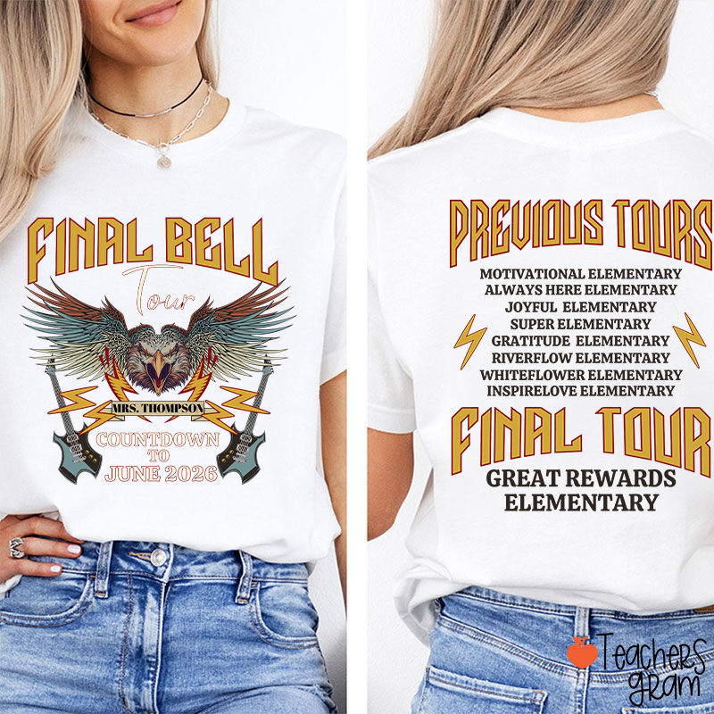 Personalized Funny Retirement Countdown Teacher Two Sided T-Shirt