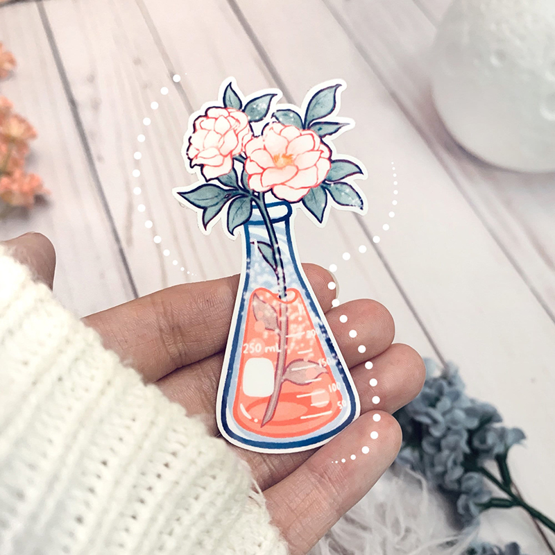 Floral Science Beaker Stickers