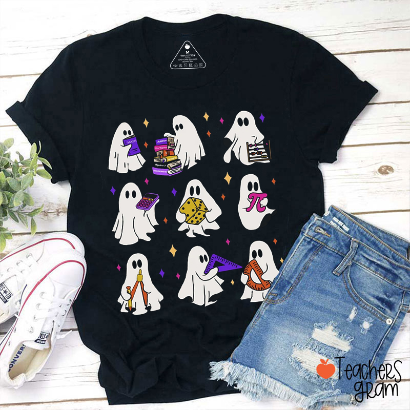 Ghost Halloween Math Teacher T-Shirt