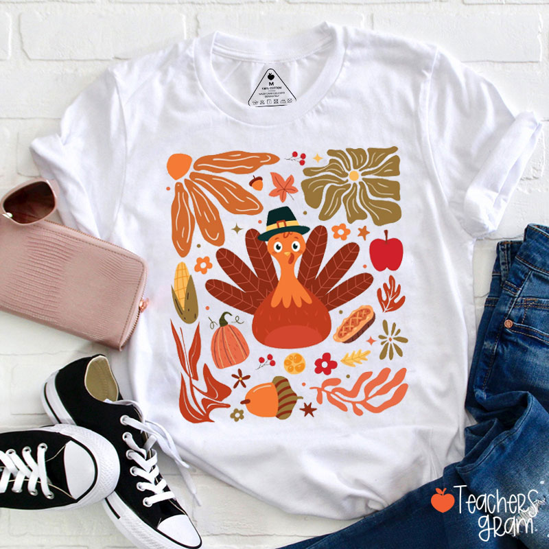 Thanksgiving Turkey Holiday Teacher T-Shirt