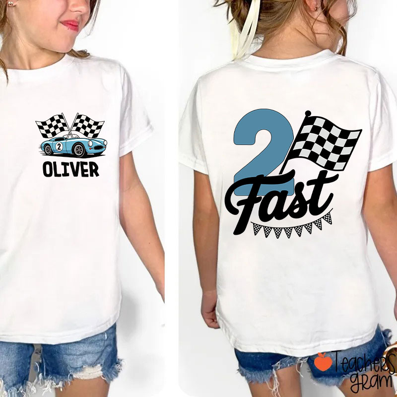 Personalized Two Fast Birthday Class Two Sided T-Shirt
