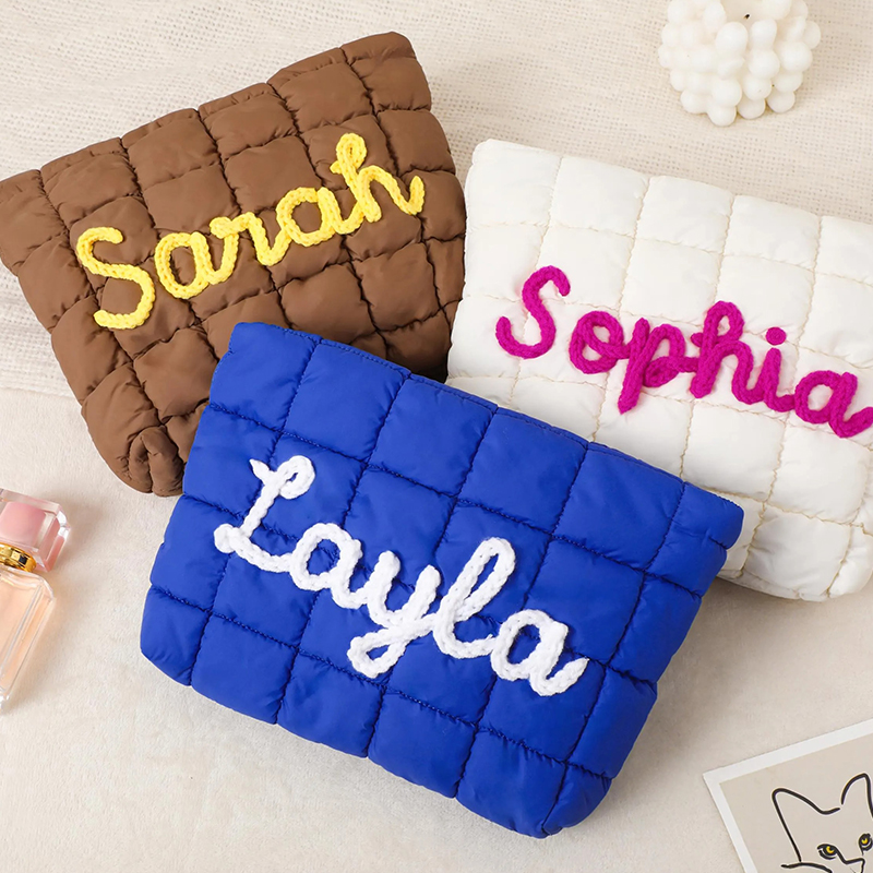 Personalized Quilted Nylon Makeup Bag