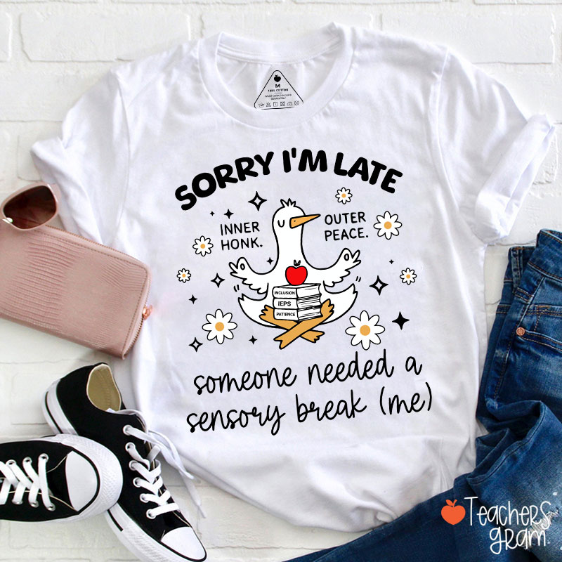 Sorry I'm Late Someone Needed A Sensory Break Teacher T-Shirt