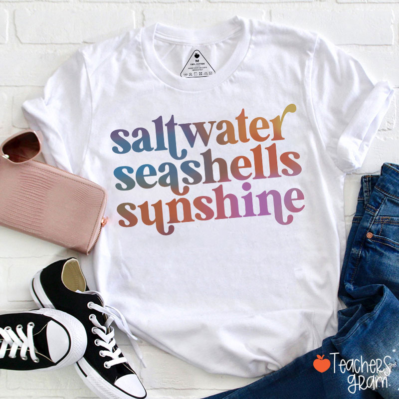 Saltwater Seashells Sunshine Teacher T-Shirt