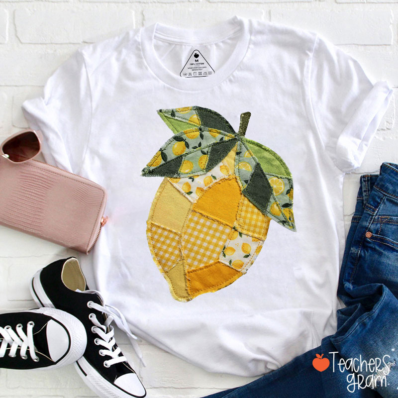 Faux Quilted Patchwork Lemon Teacher T-Shirt
