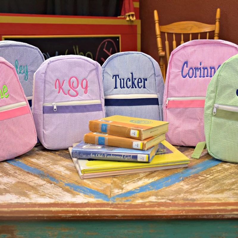 Personalized Seersucker Toddler Backpack