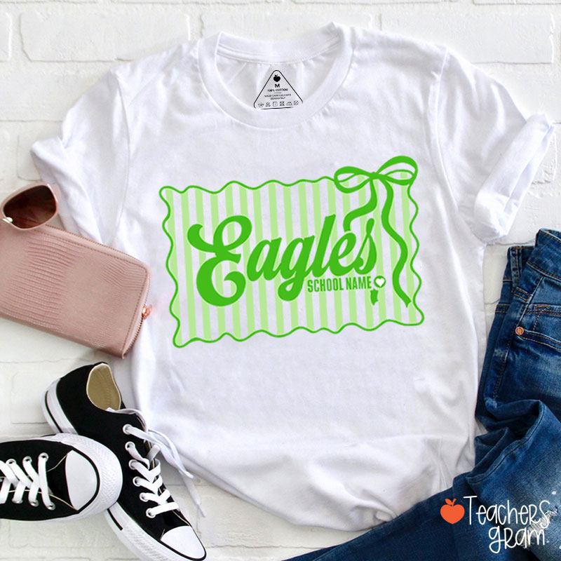 Personalized Retro Stripe Cheer Team Teacher T-Shirt