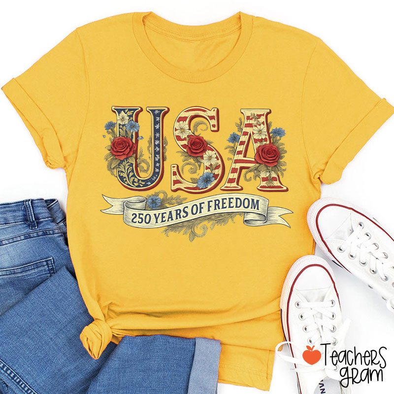 Usa 250 Years Of Freedom Teacher T-Shirt