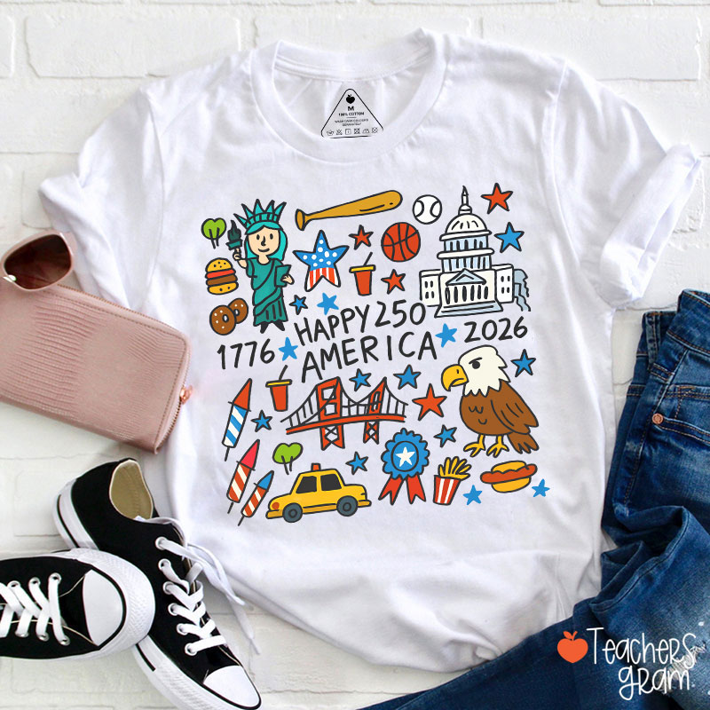  America 250th Anniversary Teacher T-Shirt