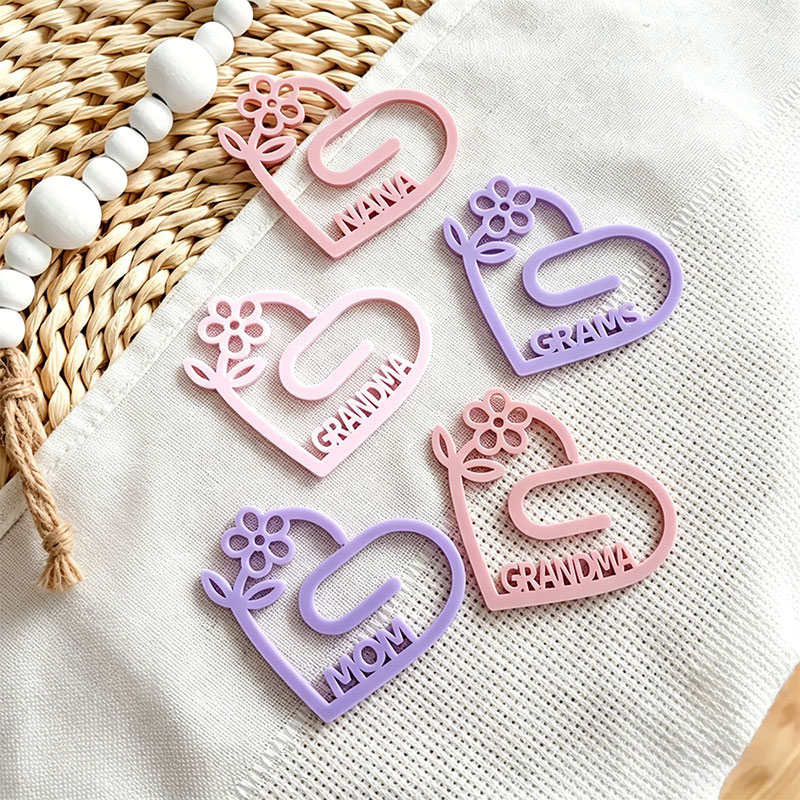 Personalized Heart Flower Acrylic Bookmark