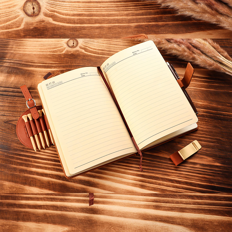 Personalized Name Leather Notebook Set