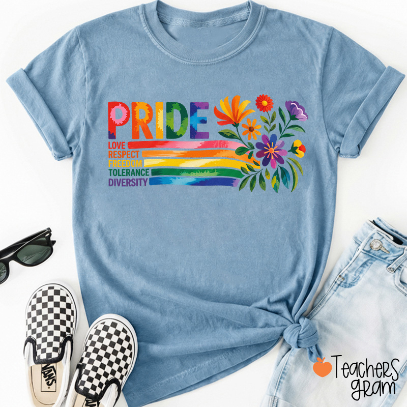 Pride Love Respect Freedom Tolerance Diversity Teacher T-Shirt