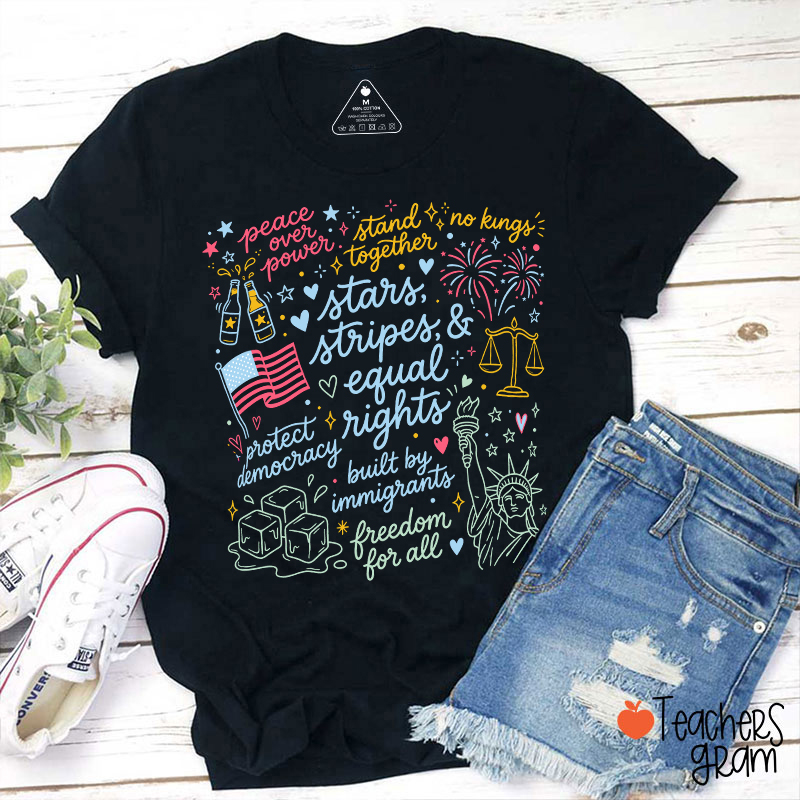 Doodle USA Political Equal Rights Teacher T-Shirt