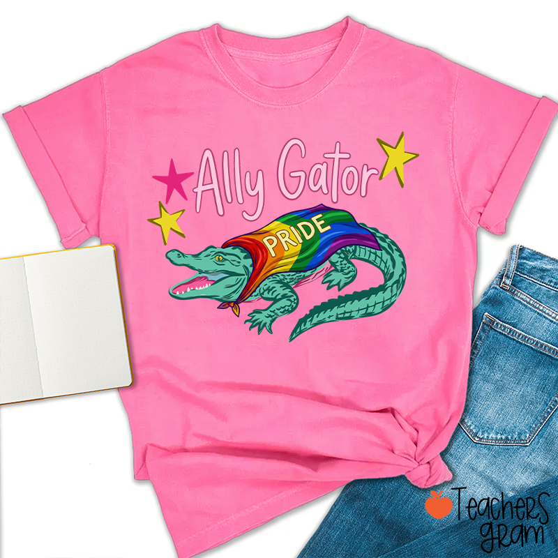 Ally Gator Rainbow Pride Teacher T-Shirt
