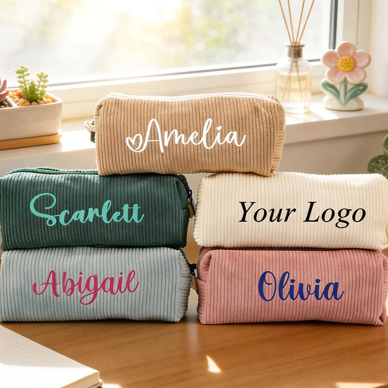 Personalized Back To School Corduroy Pencil Case