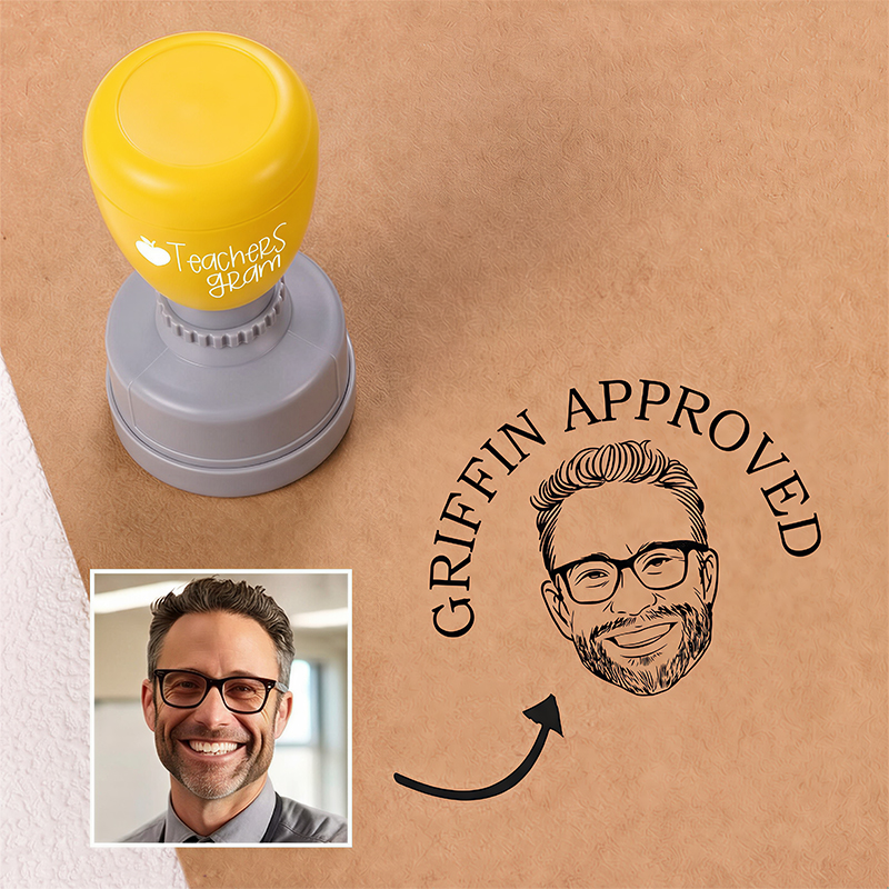 Personalized Text And Photos Retro Teacher Stamp