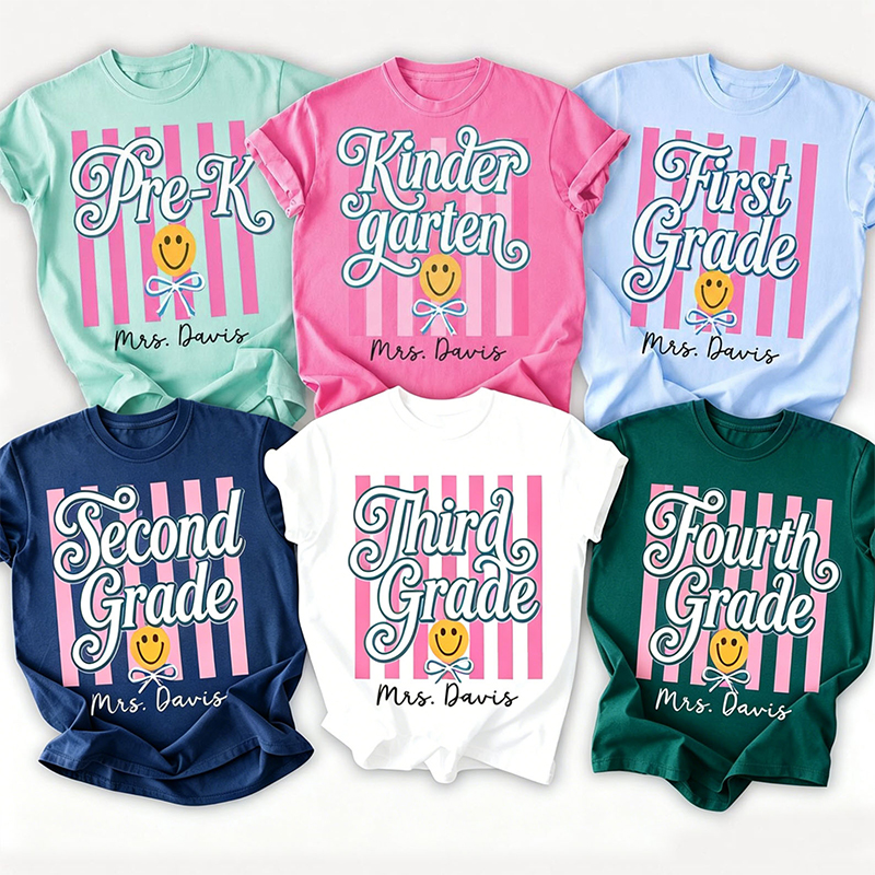 Personalized Preppy Stripped Back To School Teacher T-Shirt