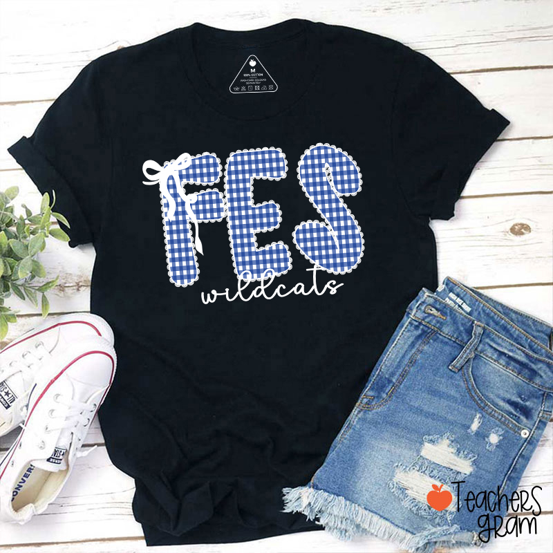 Personalized Gingham School Spirit Teacher T-Shirt