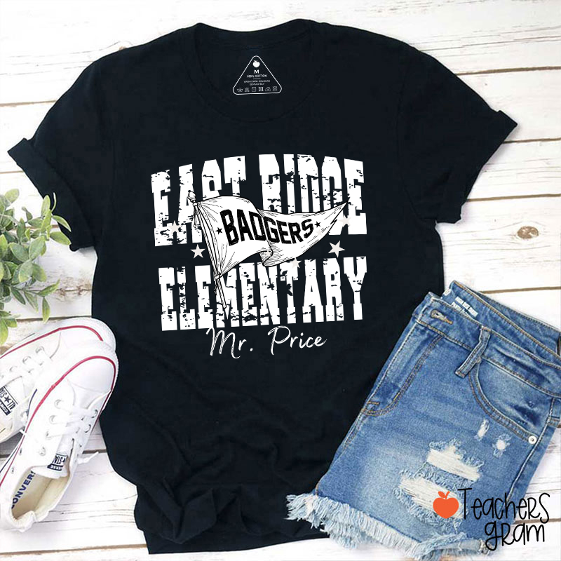 Personalized School Mascot Pennant Flag Teacher T-Shirt