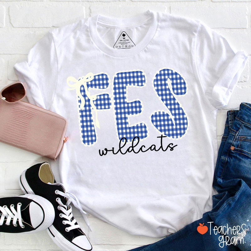 Personalized Gingham School Spirit Teacher T-Shirt