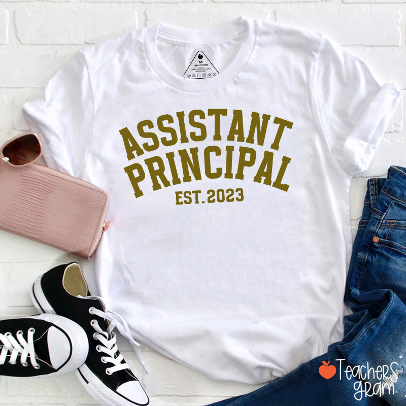 Personalized School Role Year Retro Arch Varsity Teacher T-Shirt